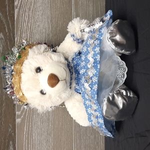 Blue jingle bell christmas plush bear